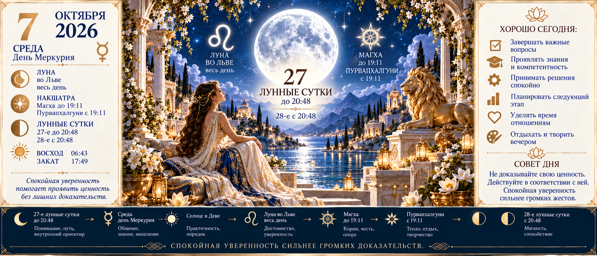 Ведический астрологический прогноз на 7 октября 2026 года: какая Луна сегодня и что советует ведическая астрология