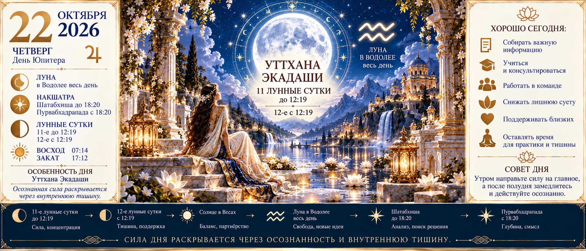 Ведический астрологический прогноз на 22 октября 2026 года: какая Луна сегодня и что советует ведическая астрология