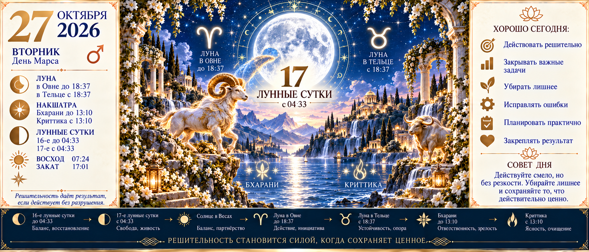 Ведический астрологический прогноз на 27 октября 2026 года: какая Луна сегодня и что советует ведическая астрология