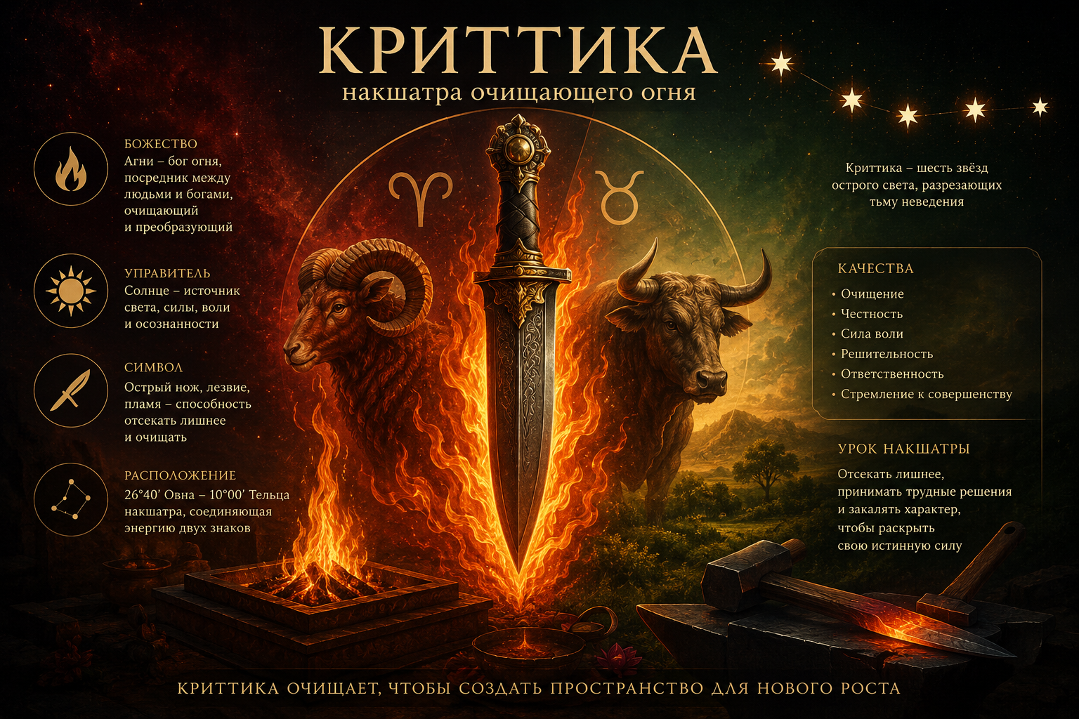 Криттика — накшатра очищающего огня и внутренней силы