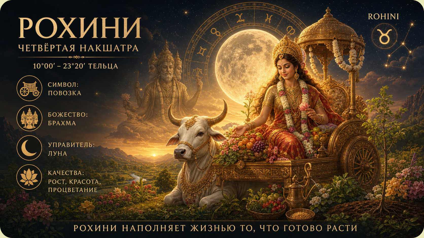 Накшатра Рохини: символы, качества и влияние