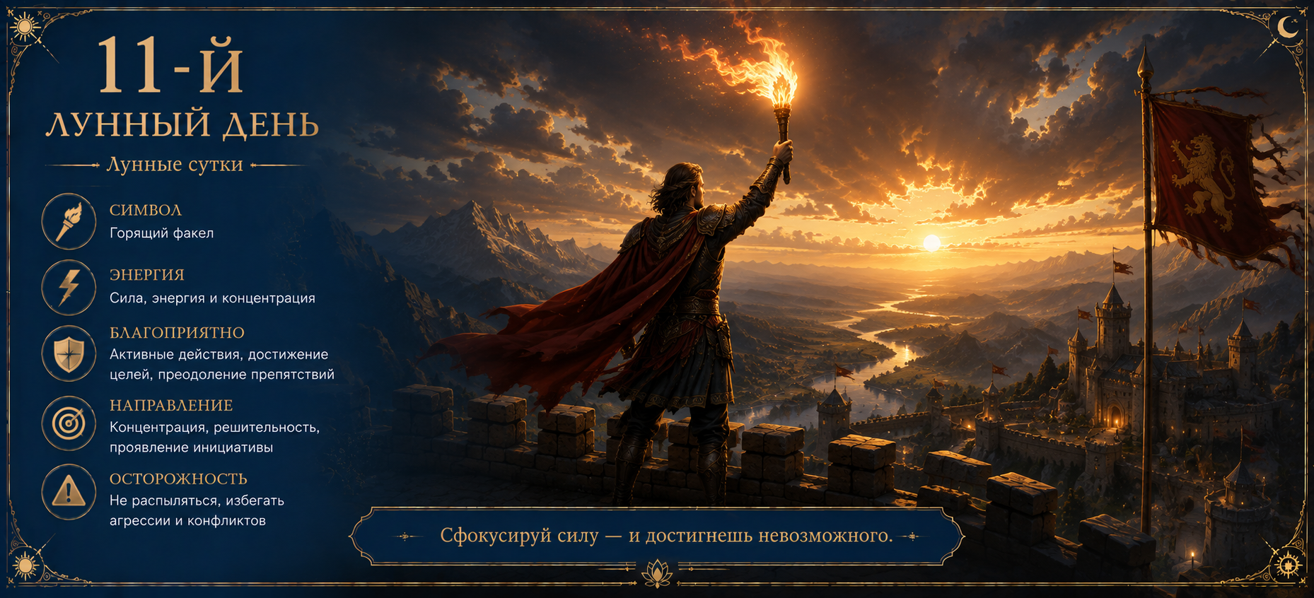 11-й лунный день — сила, концентрация и осознанное действие