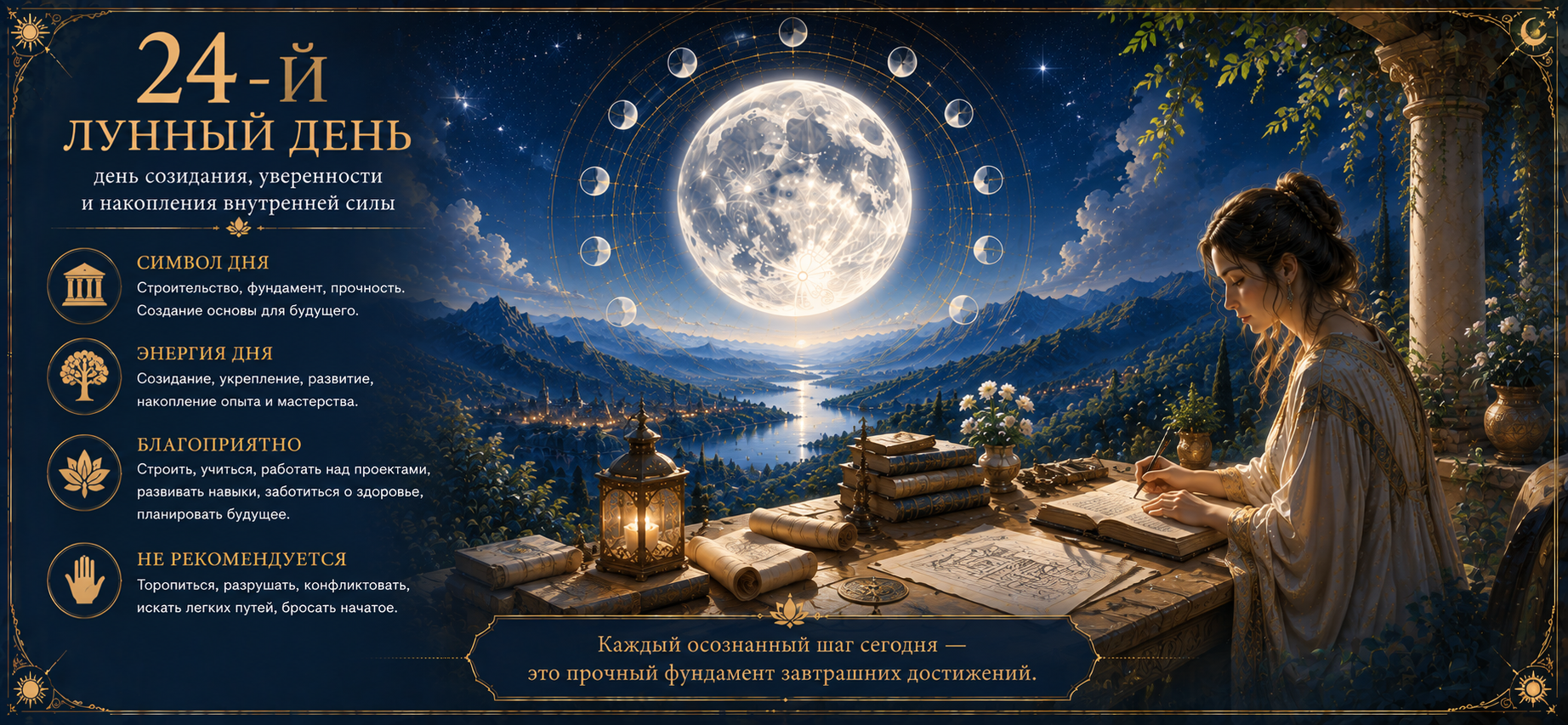 24-й лунный день — день созидания, уверенности и накопления внутренней силы