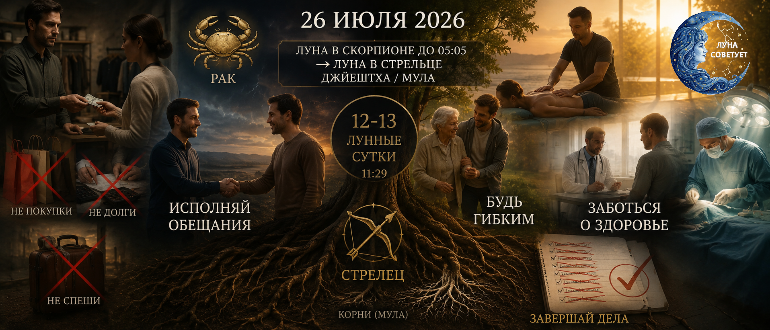 Лунный прогноз на 26 июля 2026 года