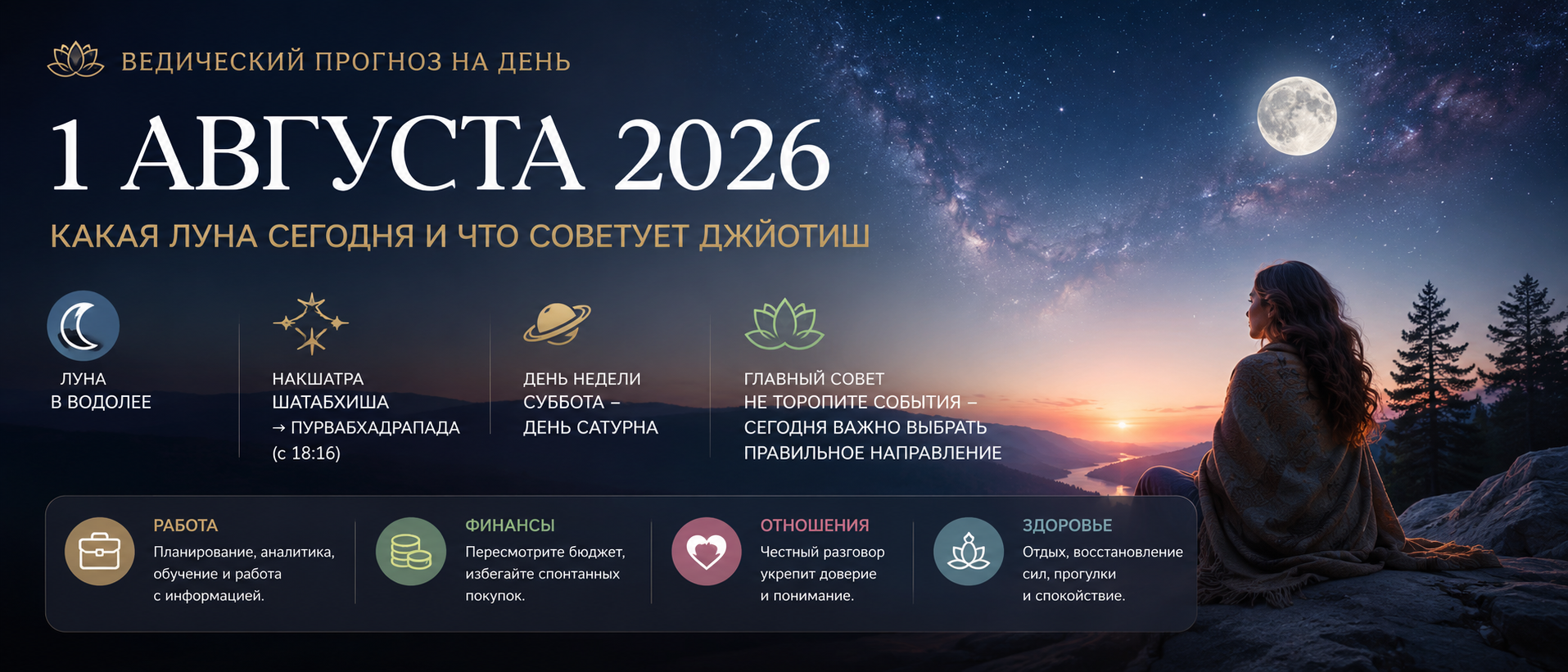 Лунный прогноз на 1 августа 2026 года