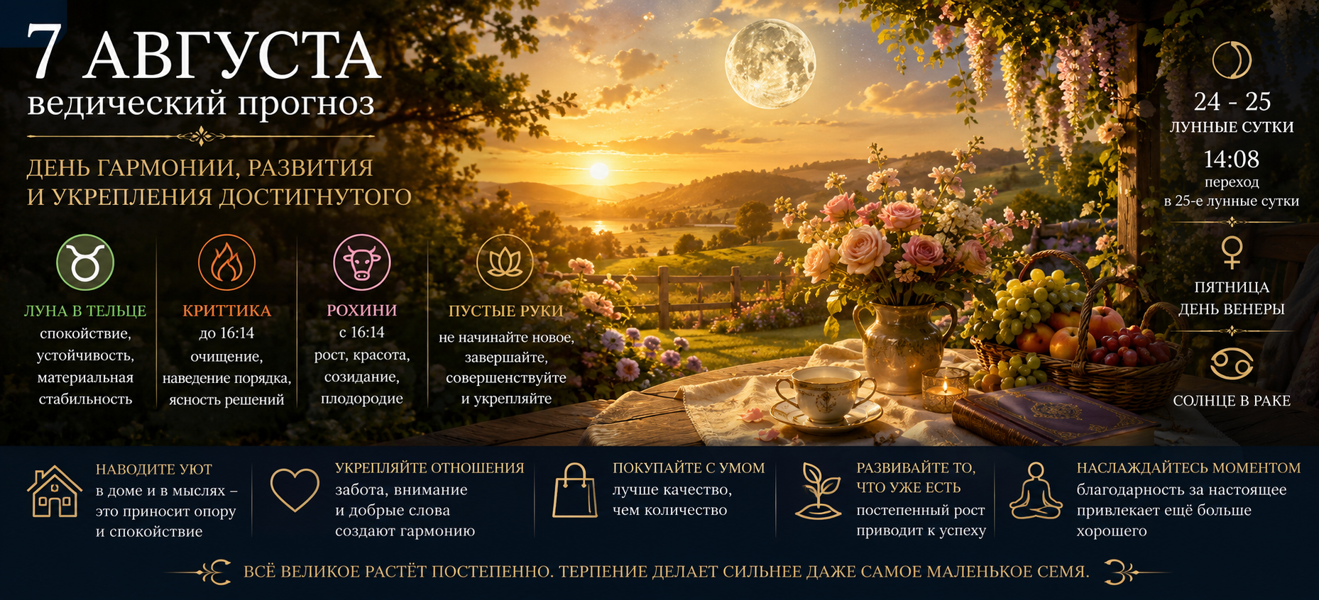 Лунный прогноз на 7 августа 2026 года