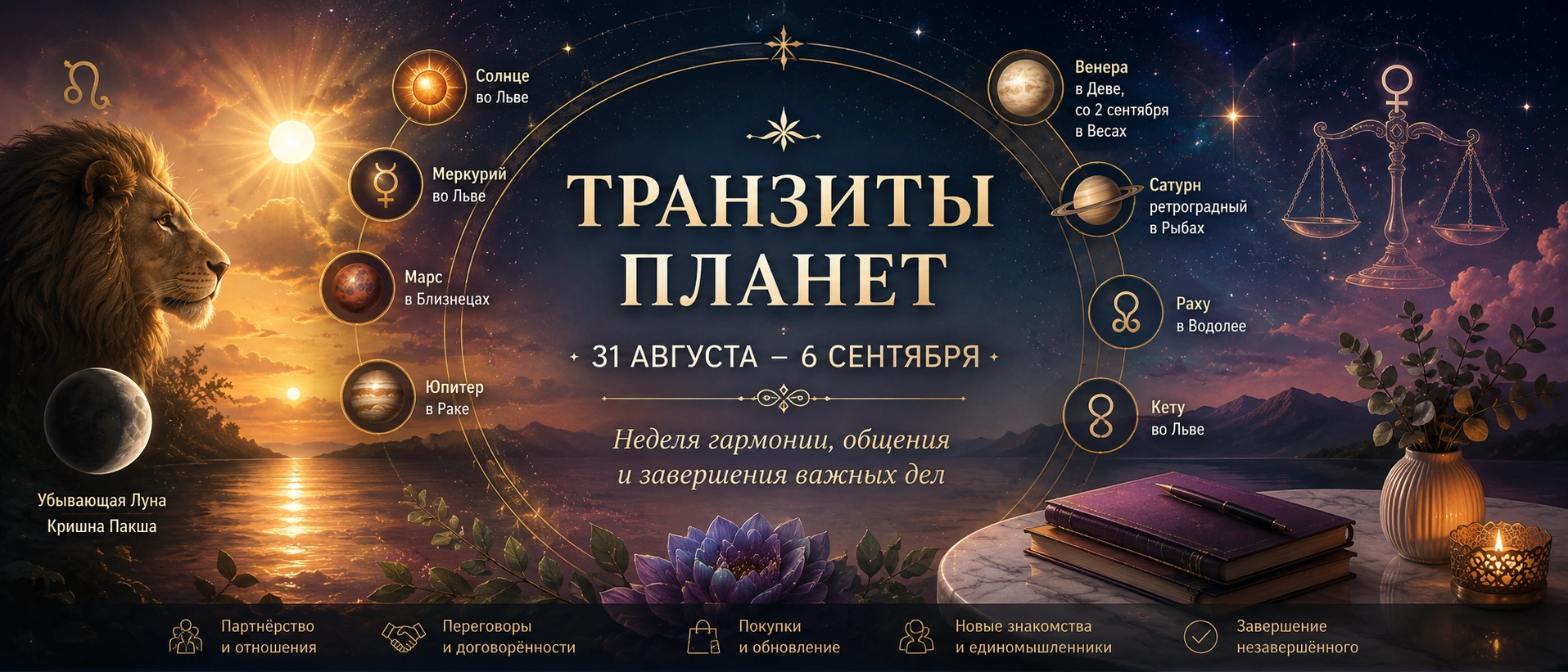 Астрологический прогноз на неделю с 31 августа по 6 сентября 2026 года
